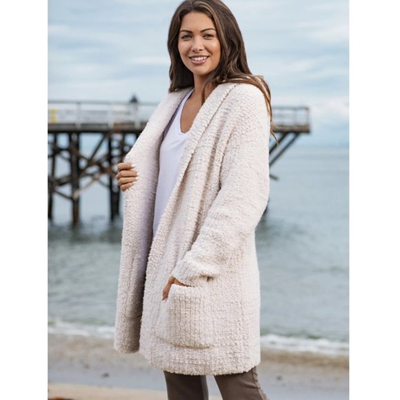boucle hooded cardi